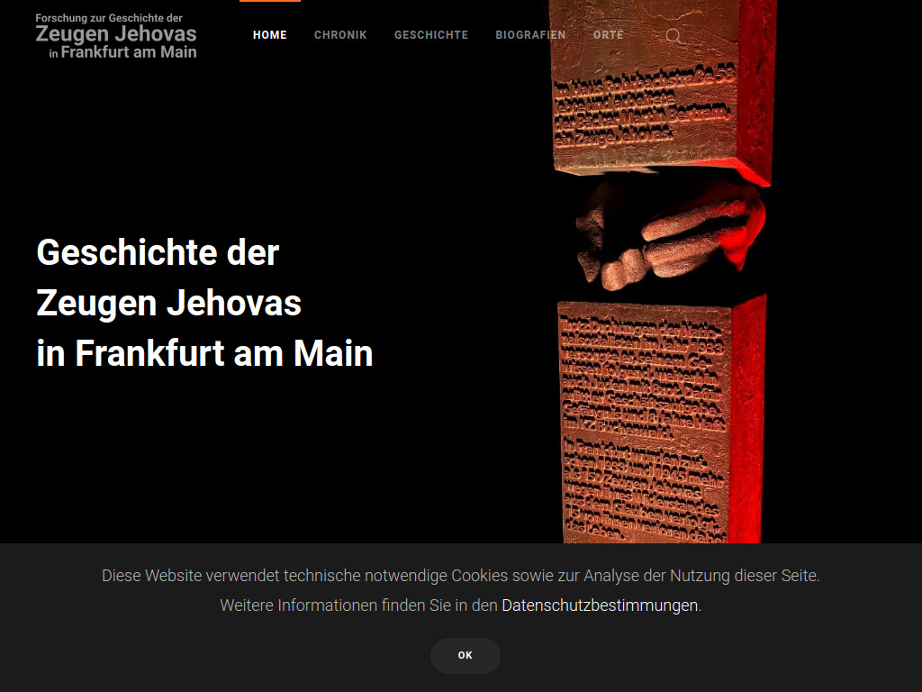 Website von Forschung zur Geschichte der Zeugen Jehovas in Frankfurt am Main in Frankfurt am Main