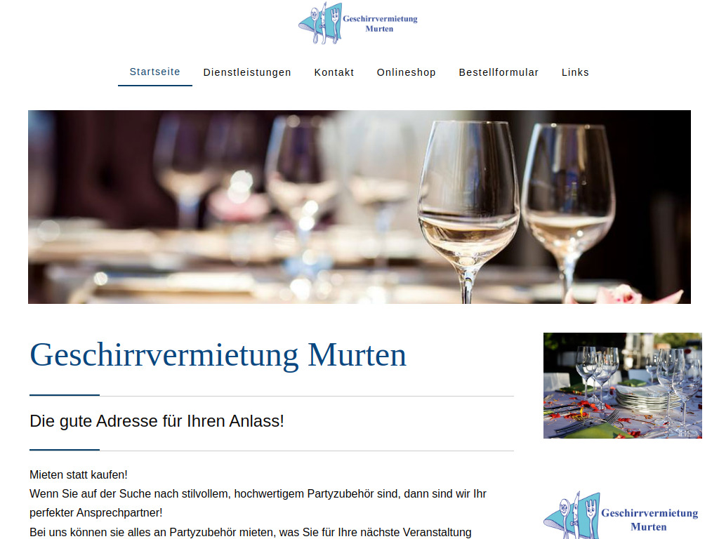 Website von PartyRent GmbH in Murten