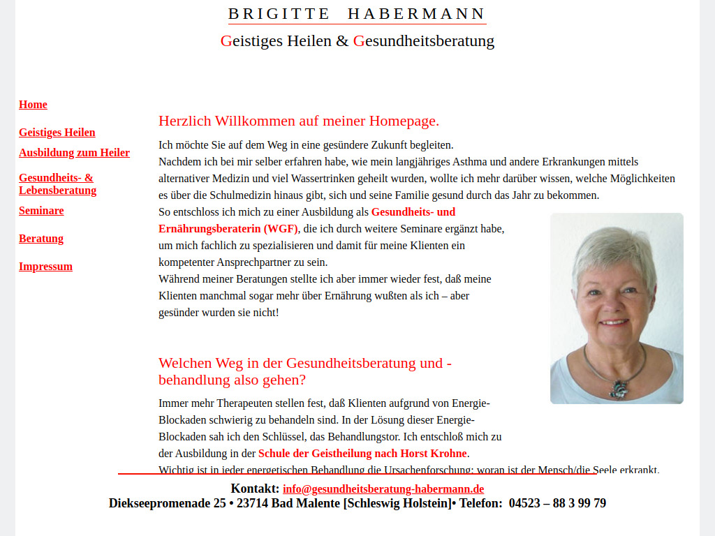 Website von Gesundheitsberatung Brigitte Habermann in Bad Malente