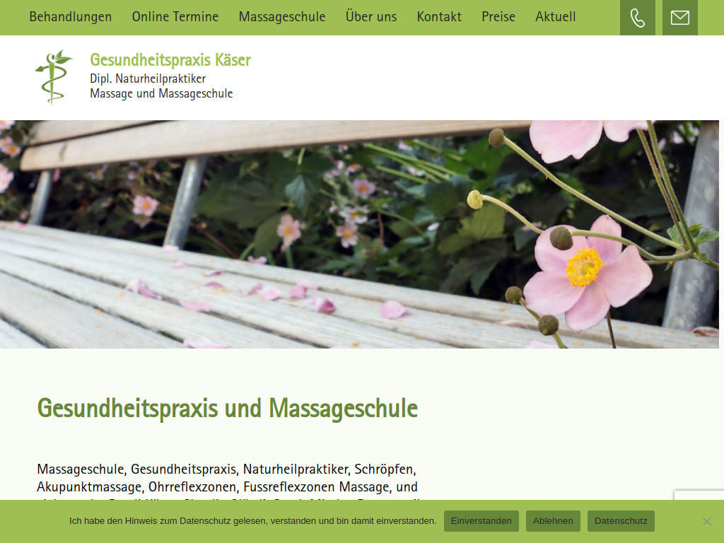 Website von Gesundheitspraxis Käser in Rapperswil