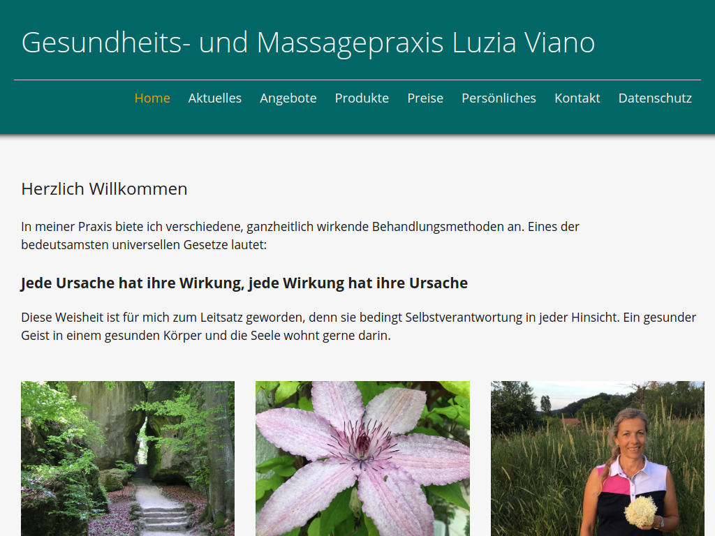 Website von Gesundheits- und Massagepraxis Luzia Viano in Ziefen