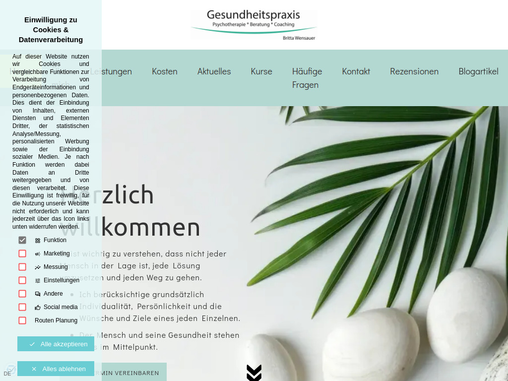 Website von Gesundheitspraxis Britta Wensauer in Obernzell