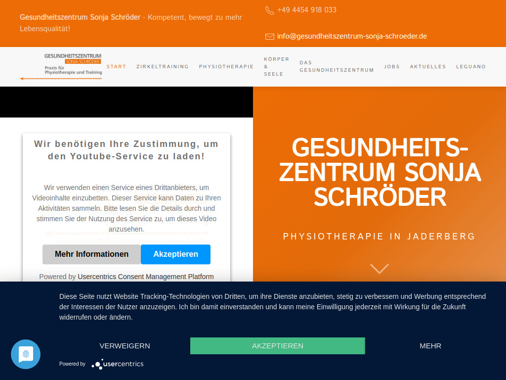 Website von Gesundheitszentrum Sonja Schröder in Jaderberg