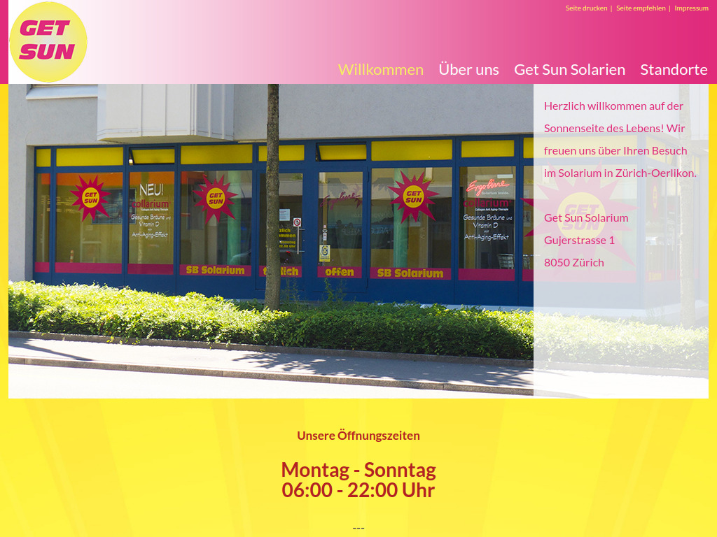 Website von Get Sun GmbH in Zürich