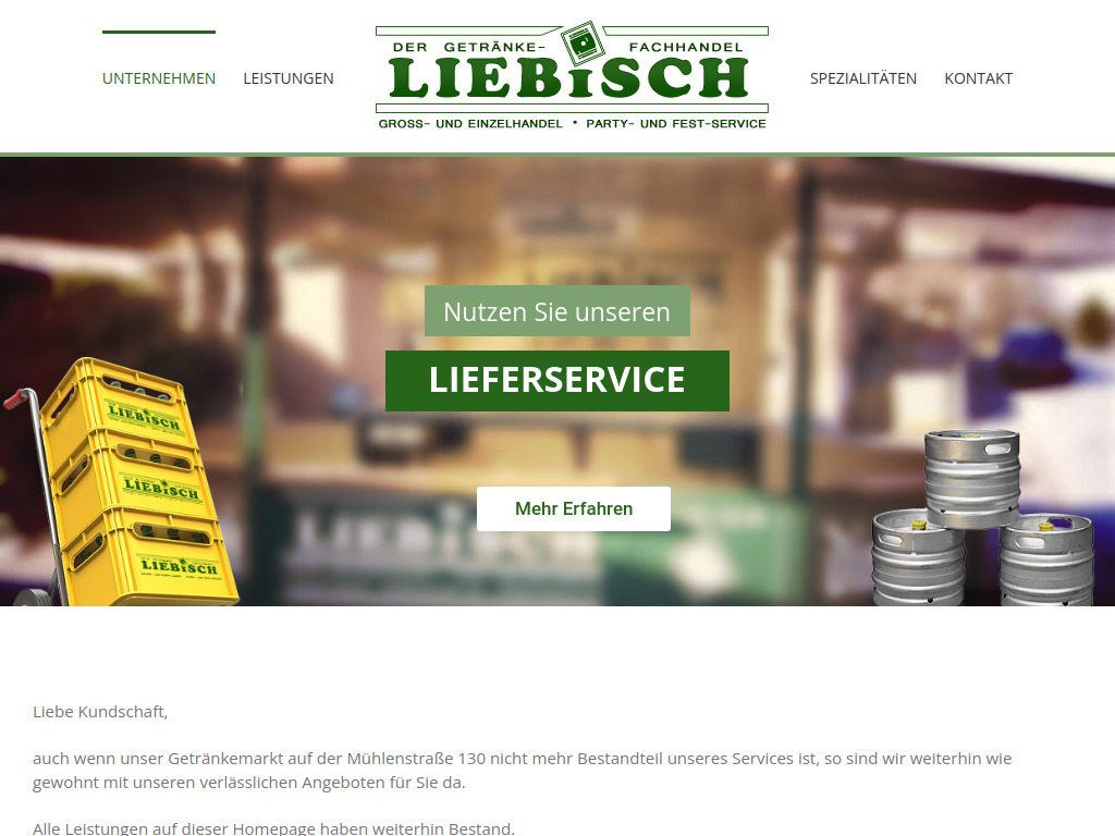 Website von Getränke Liebisch GmbH in Meerbusch