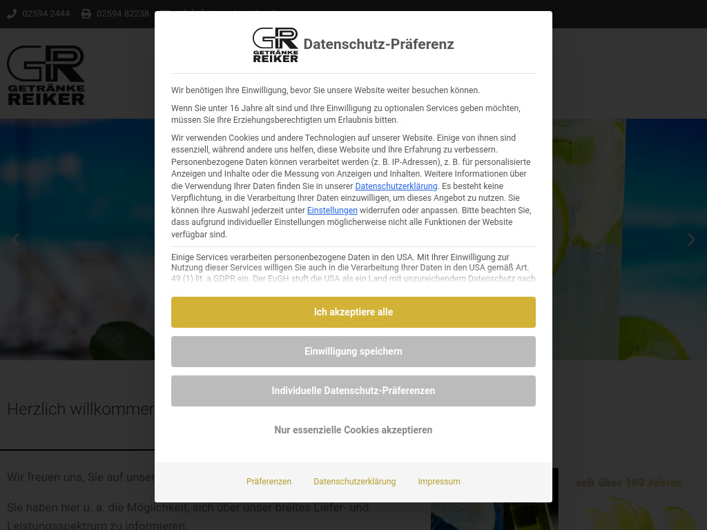 Website von Getränke Reiker OHG in Dülmen