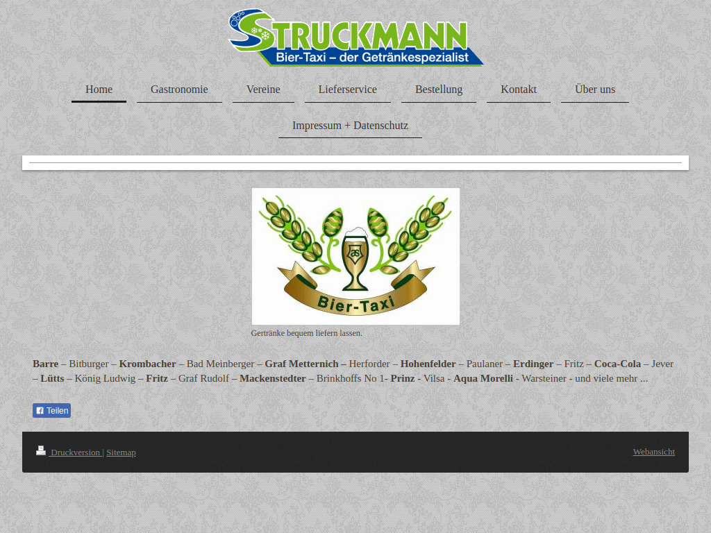 Website von Getränke Struckmann in Steyerberg