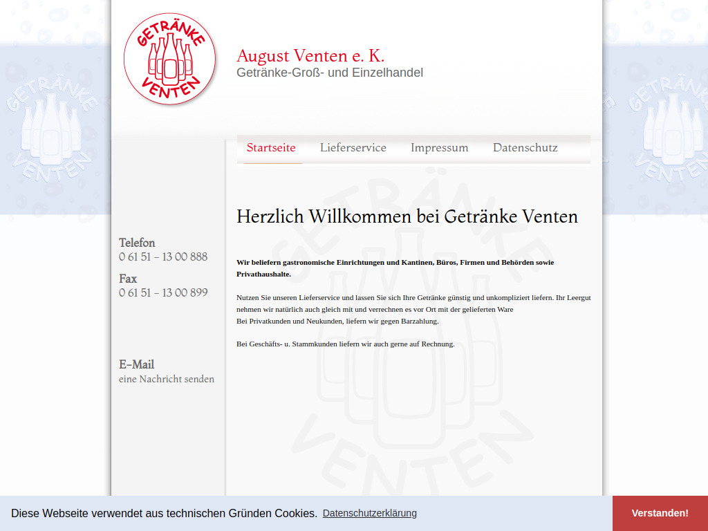 Website von Getränkehandel August Venten e.K. in Darmstadt