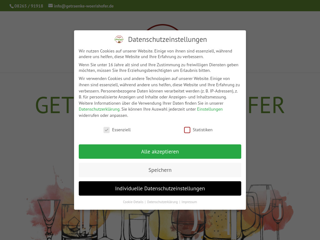 Website von Getränke Wörishofer in Salgen