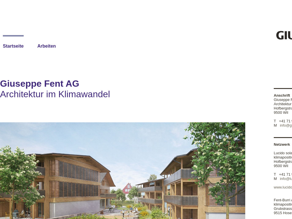 Website von Giuseppe Fent AG in Wil