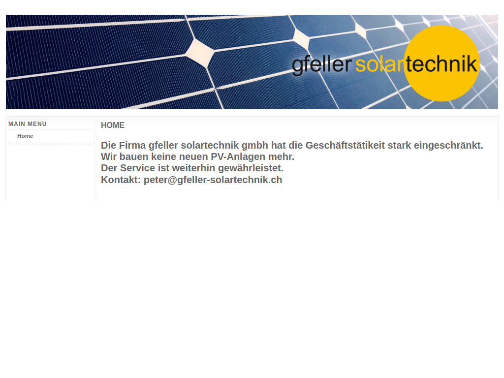 Website von gfeller solartechnik gmbh in Burgdorf
