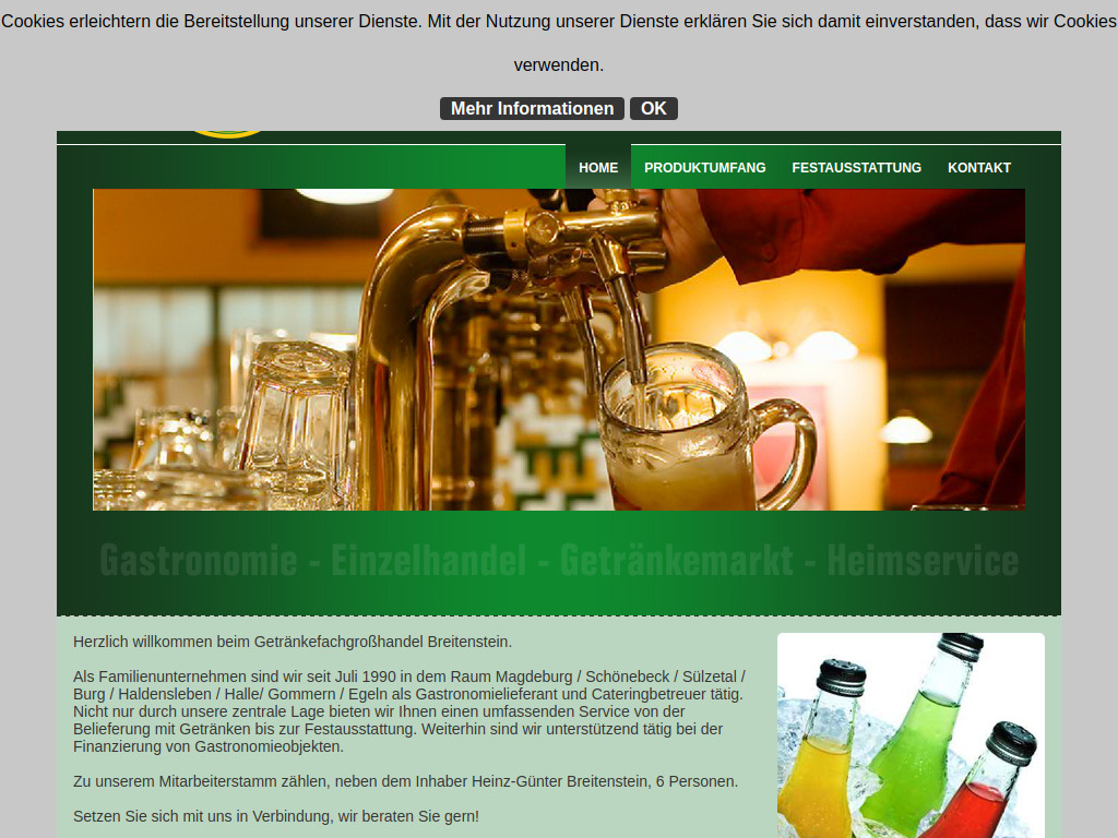 Website von HGB Getränkefachgroßhandel Breitenstein in Magdeburg