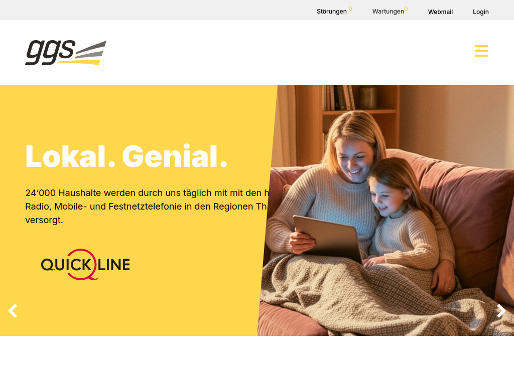 Website von ggs netz ag in Oensingen