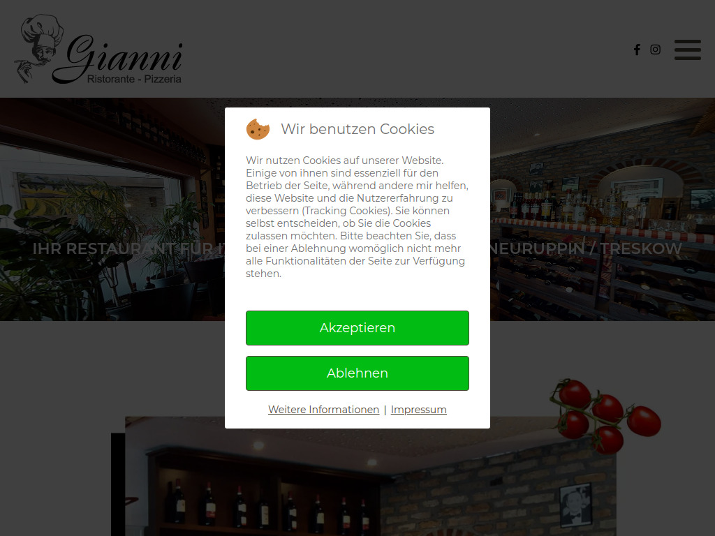 Website von Ristorante - Pizzeria GIANNI