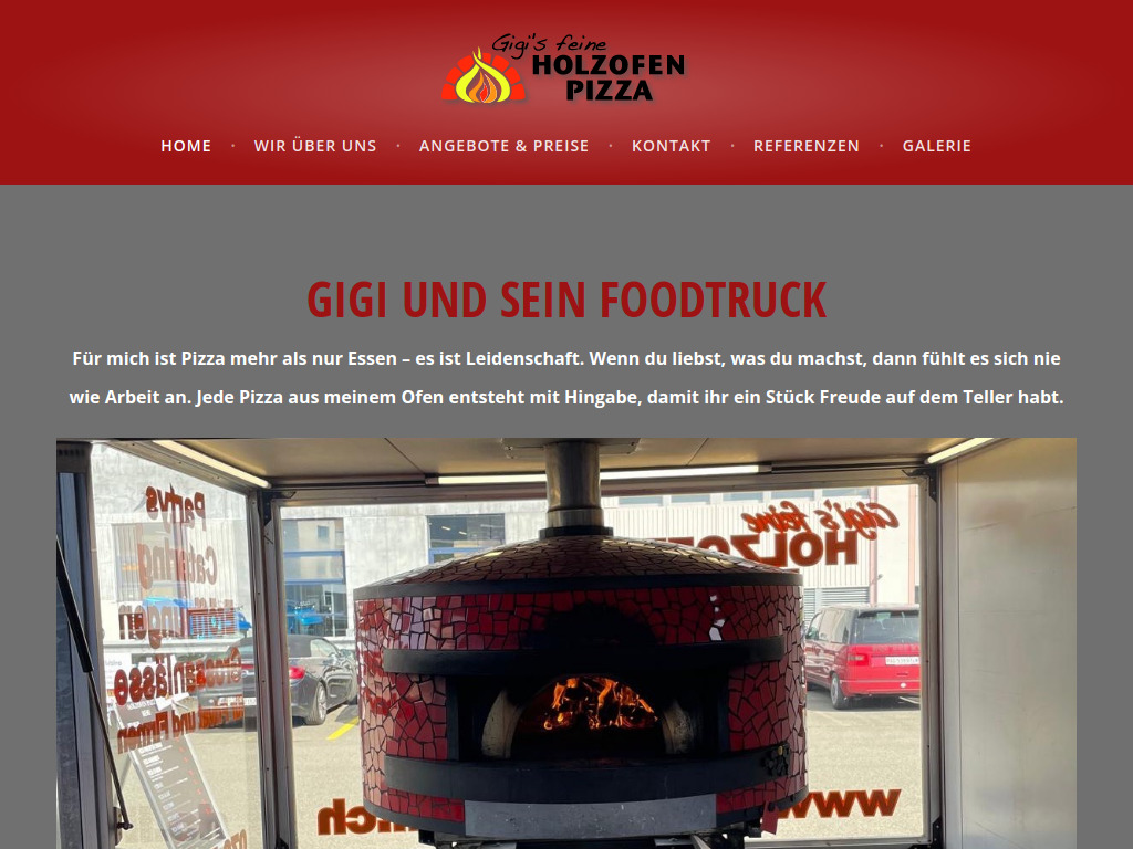 Website von Gigi's feine Holzofen Pizza AG in Buchs