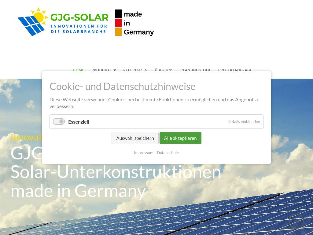 Website von GJG-Solar GmbH & Co. KG in Salzkotten