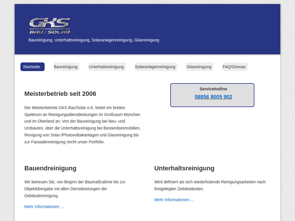 Website von GKS Bau/Solar e.K.