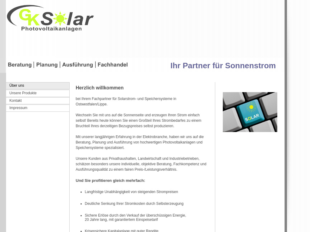 Website von GK Solar Photovoltaikanlagen in Detmold