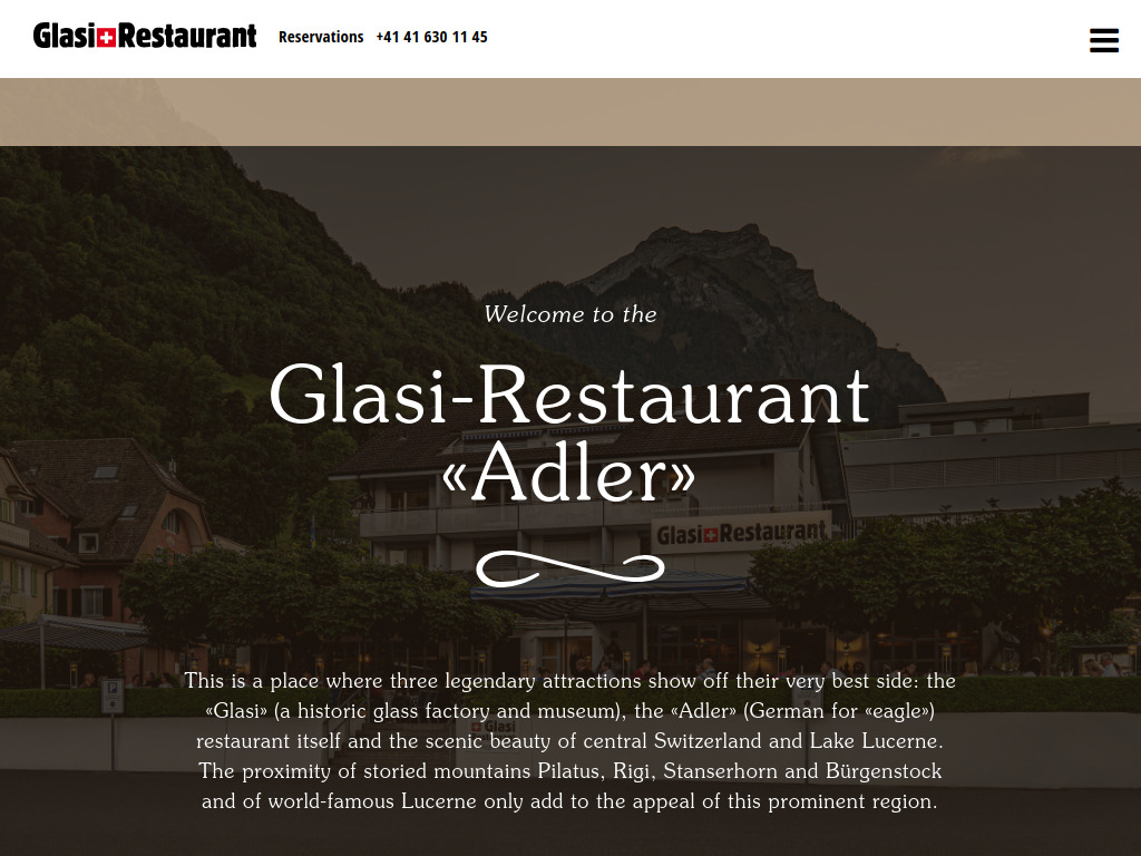 Website von Hergiswiler Glas AG in Hergiswil
