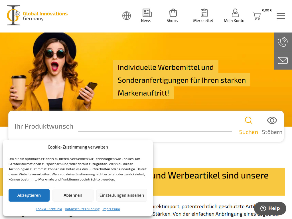 Website von Global Innovations Germany GmbH & Co. KG in Longuich