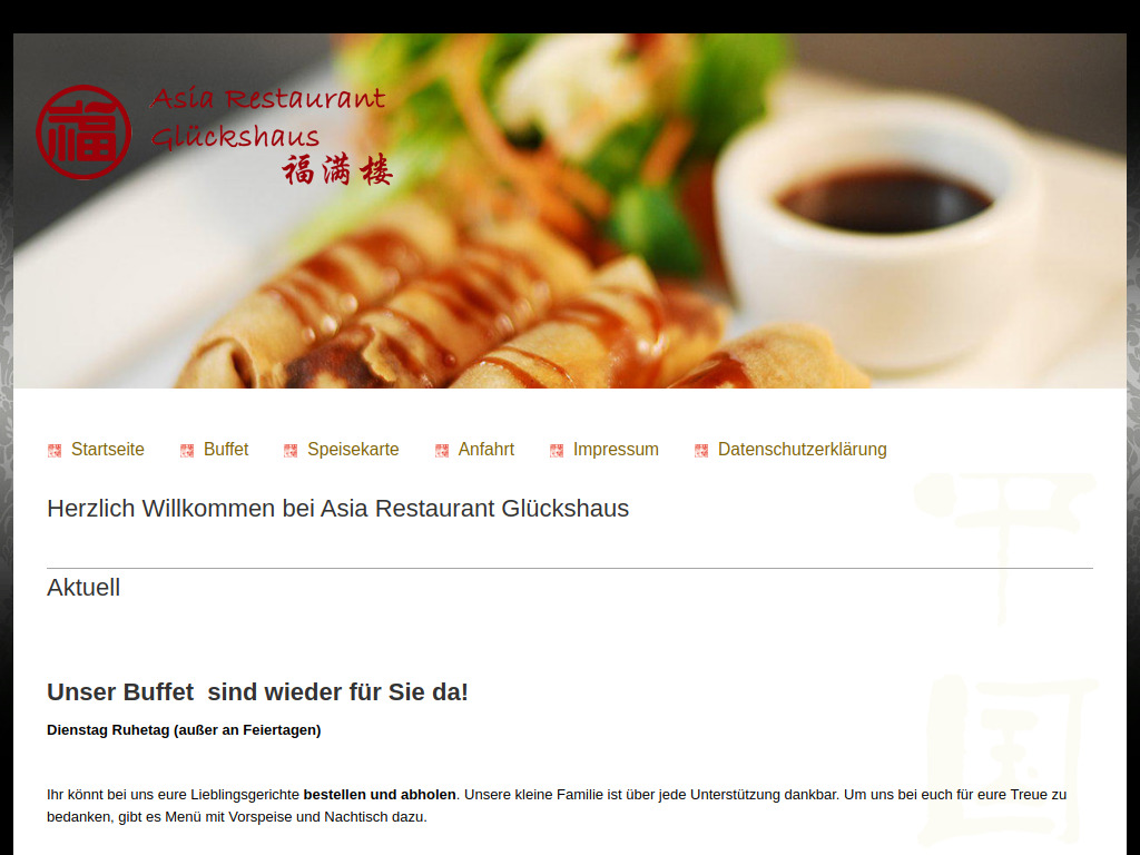 Website von Asia Restaurant Glückshaus in Emmendingen