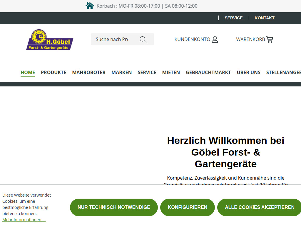 Website von Holger Göbel - Forst- & Gartengeräte in Korbach