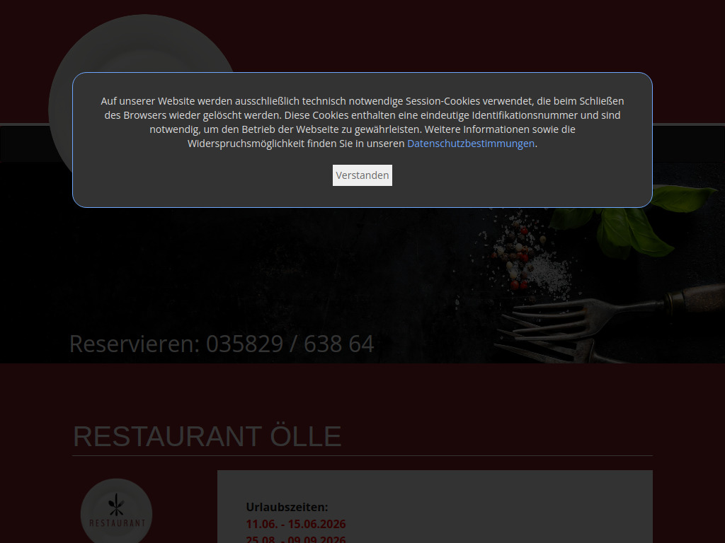 Website von Restaurant Ölle in Markersdorf