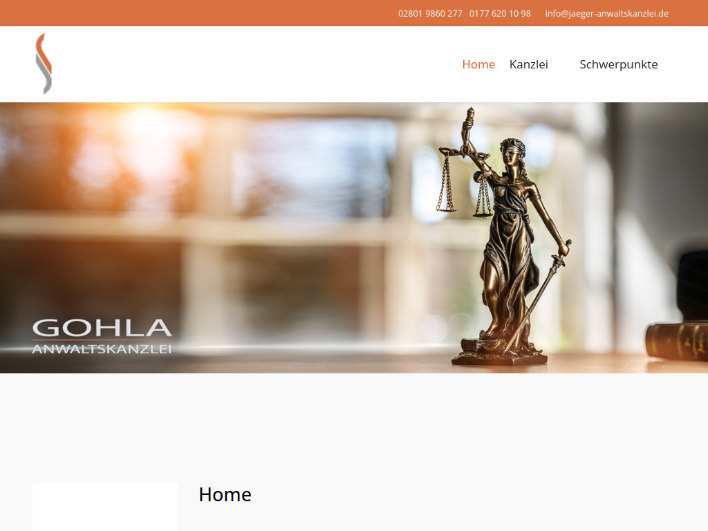 Website von Anwaltskanzlei JAEGER in Xanten