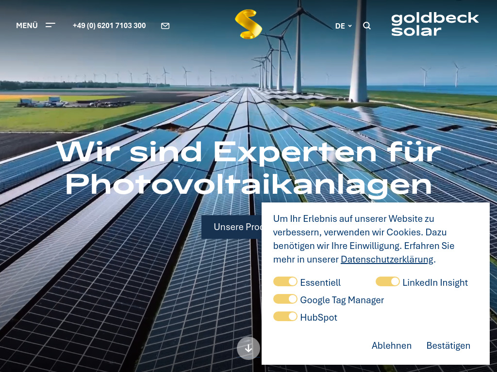 Website von GOLDBECK SOLAR GmbH in Hirschberg