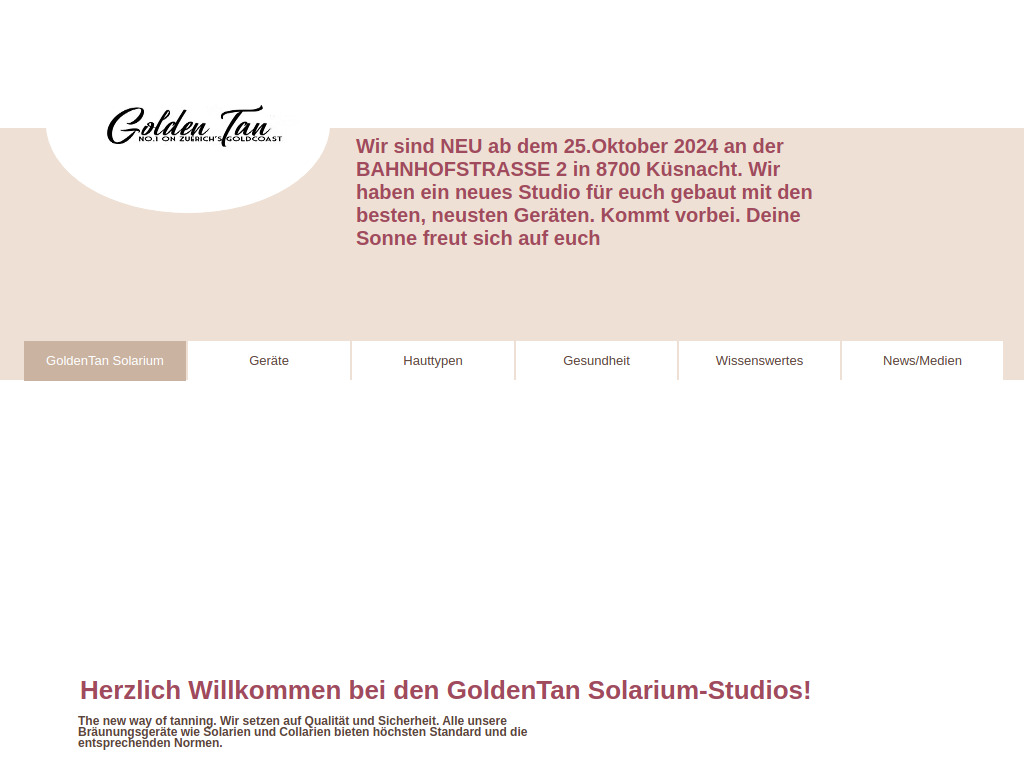 Website von GoldenTan Solarium No.1 Erlenbach in Erlenbach