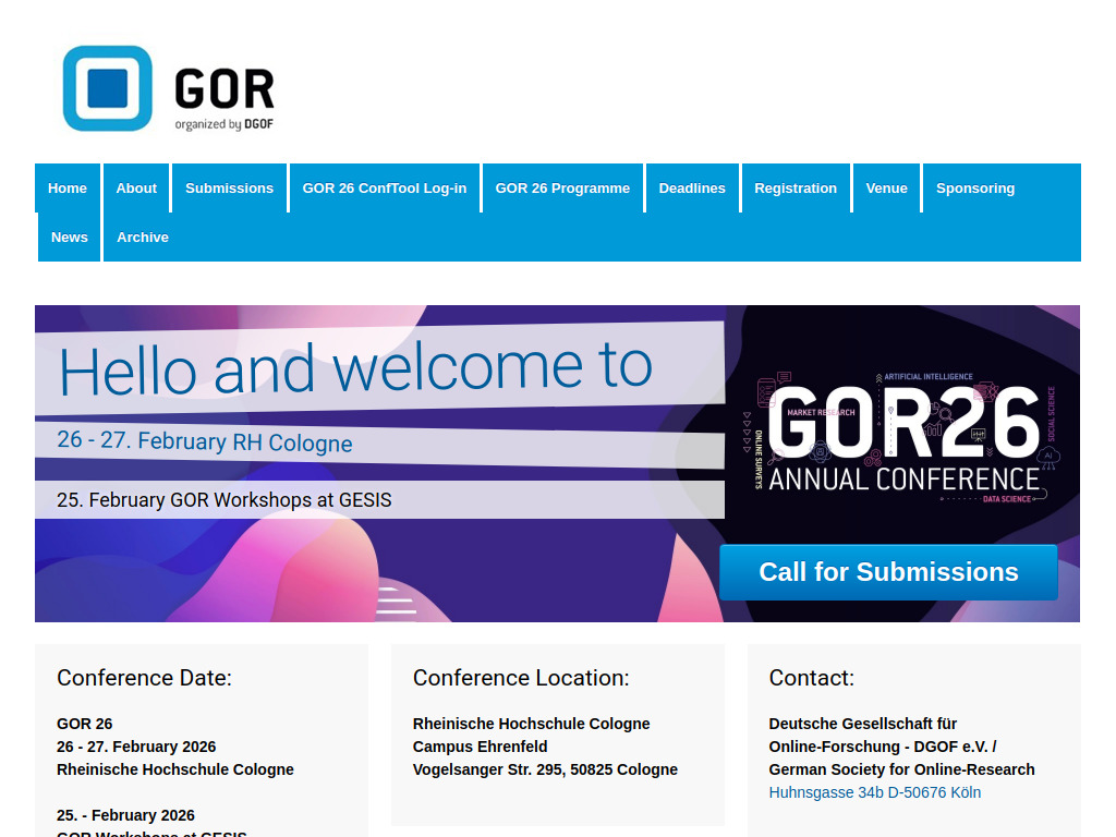 Website von Deutsche Gesellschaft für Online-Forschung - DGOF e.V. in Köln