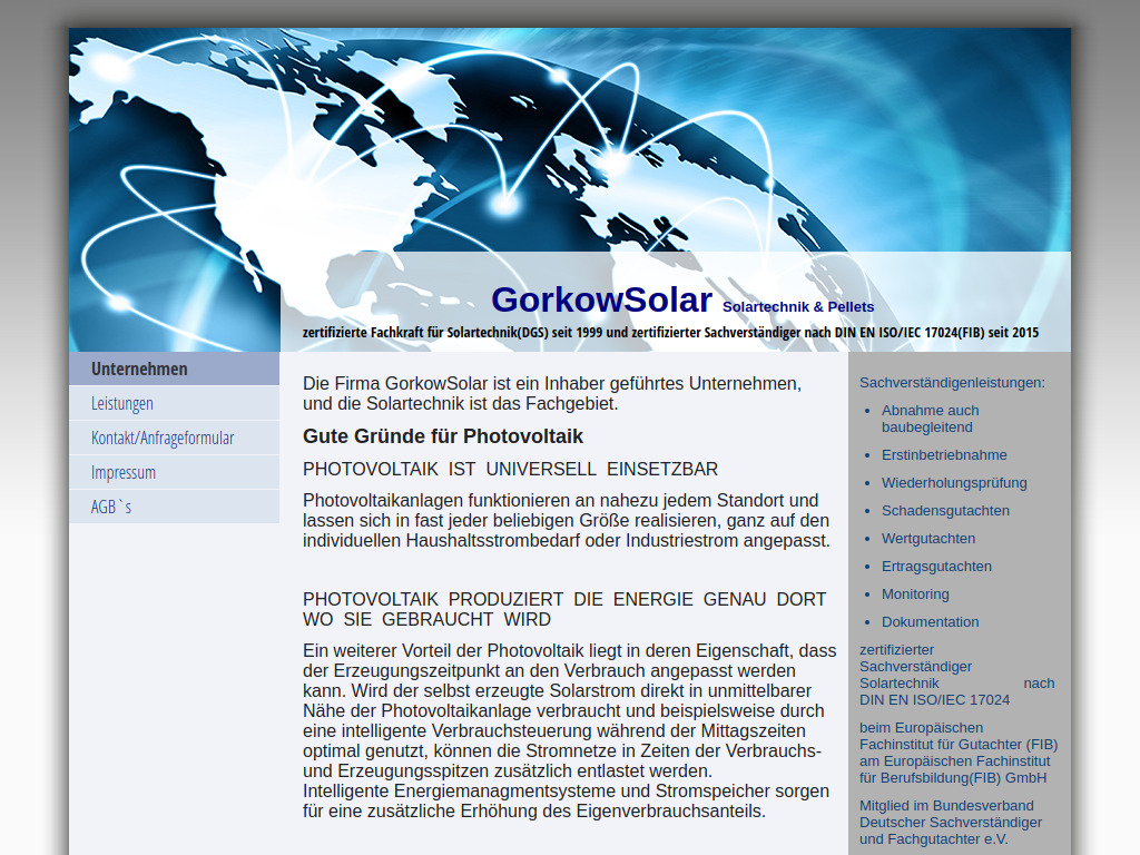 Website von GorkowSolar in Löcknitz