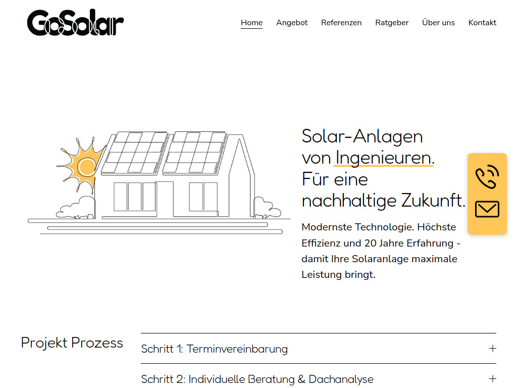 Website von GoSolar GmbH in Bülach