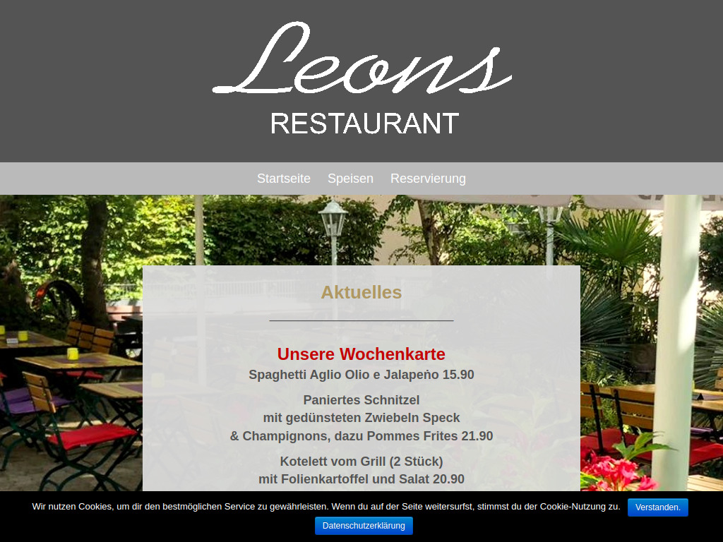 Website von Leons Restaurant in Düsseldorf
