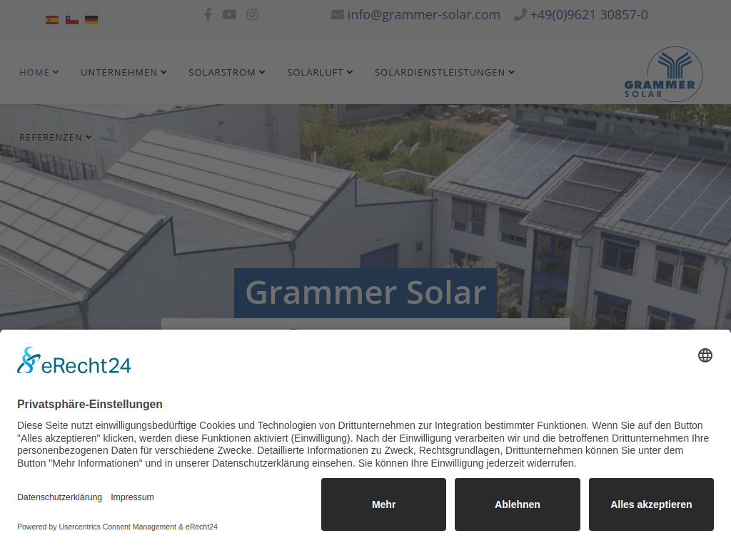 Website von GRAMMER Solar GmbH in Amberg