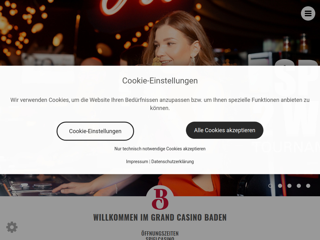 Website von Grand Casino Baden AG in Baden