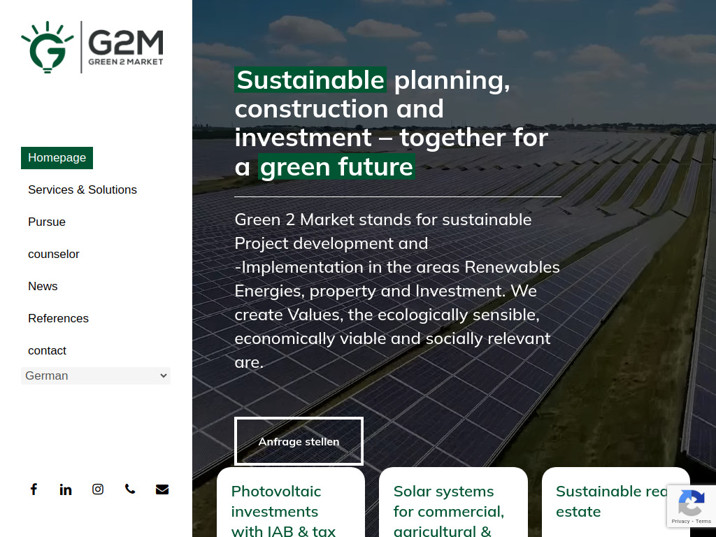 Website von Green 2 Market GmbH in Meppen