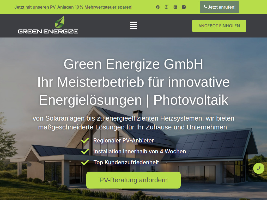 Website von Green Energize GmbH in Esslingen