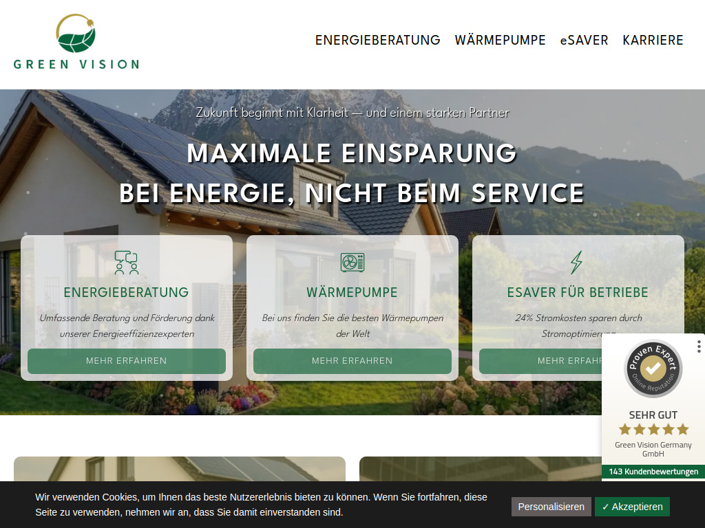 Website von Green Vision Germany GmbH in Hockenheim