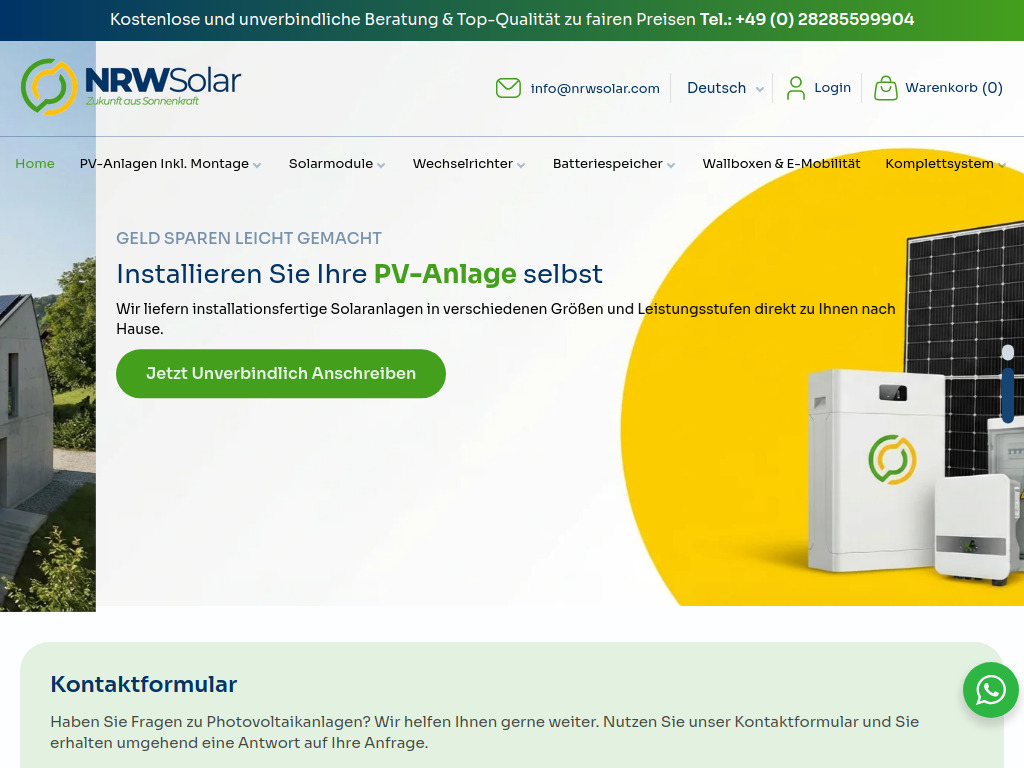 Website von NRW Solar Power Solutions in Emmerich am Rhein