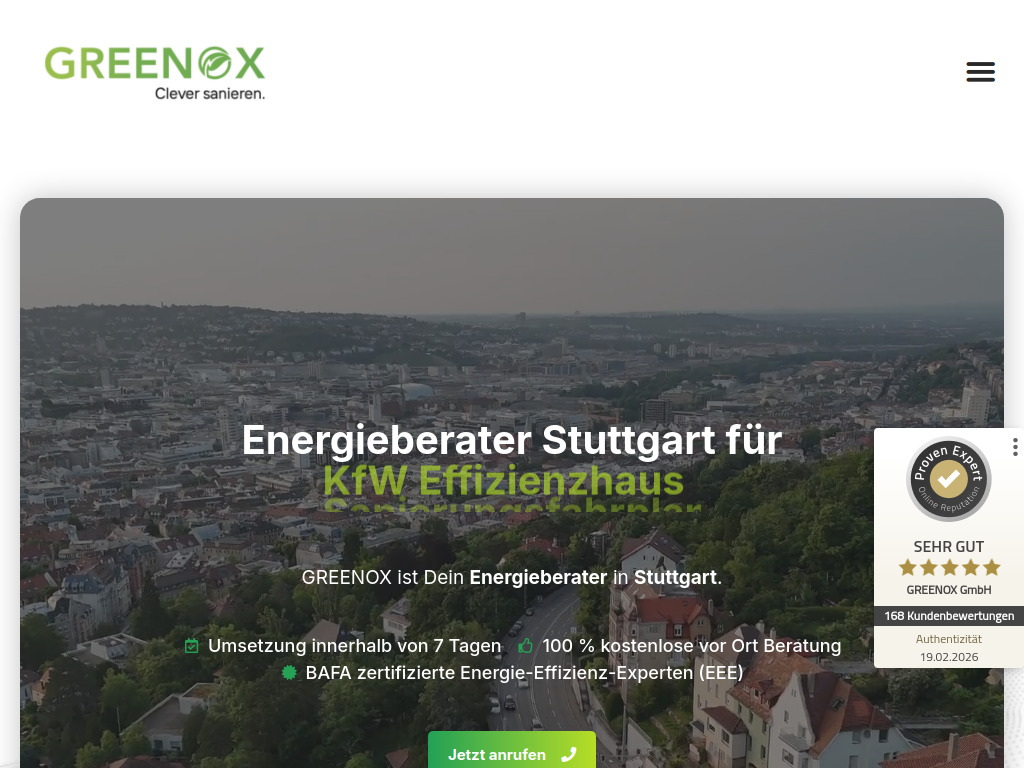 Website von GREENOX GmbH in Stuttgart