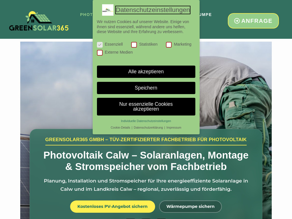 Website von GreenSolar365 GmbH in Althengstett
