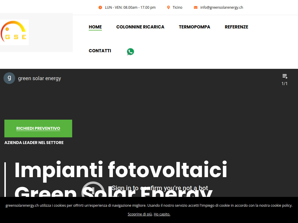 Website von greensolarenergy.ch in Quartino