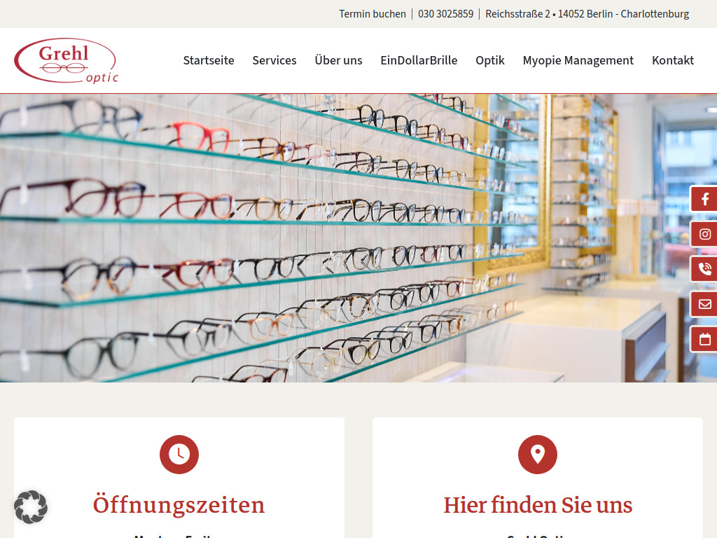 Website von Grehl Optic in Berlin