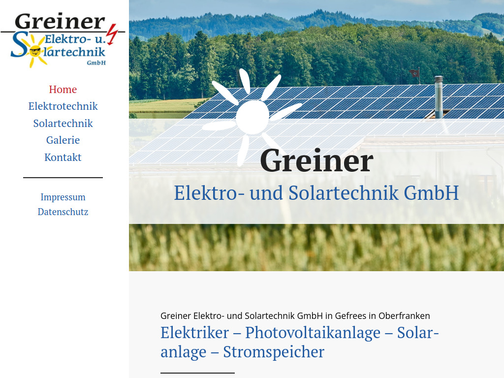 Website von Greiner Elektro- und Solartechnik GmbH in Gefrees