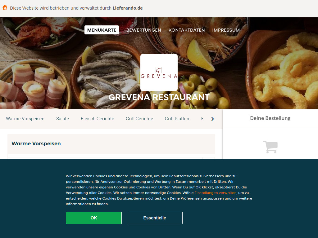 Website von Grevena Restaurant - Essen online bestellen in Nürnberg