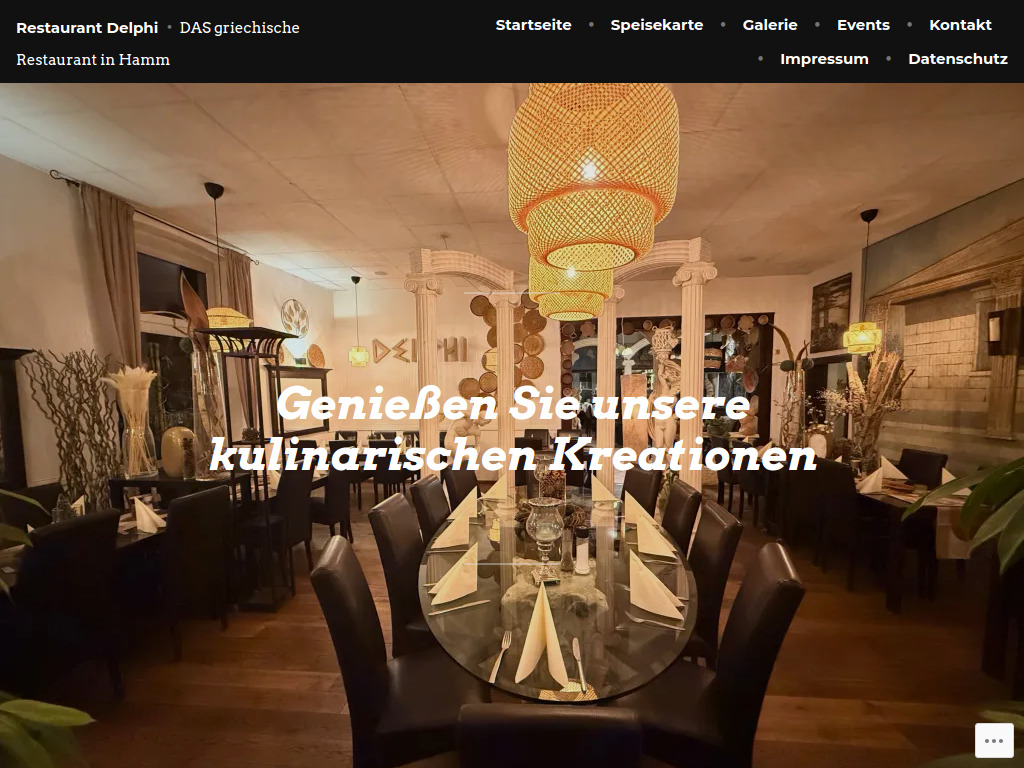 Website von Restaurant DELPHI in Hamm