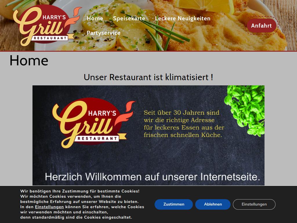 Website von Harry's Grillrestaurant in Soest
