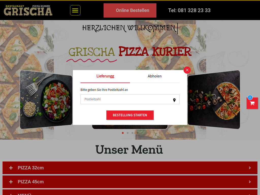 Website von Grischa Pizza Kurier in Schiers