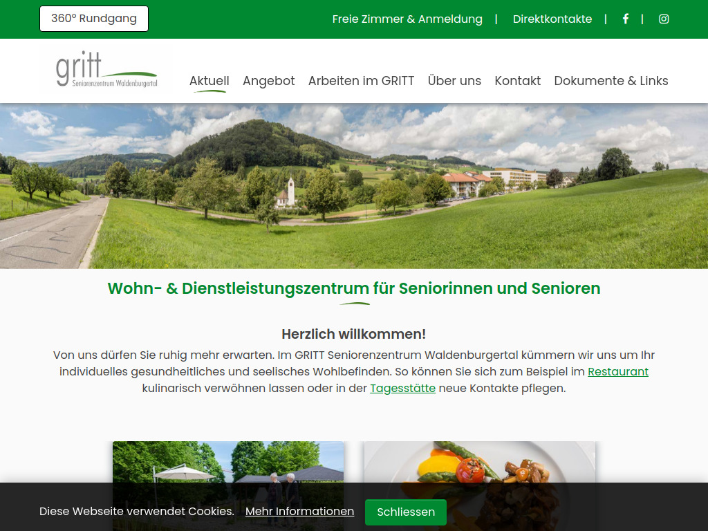 Website von Stiftung Gritt Seniorenzentrum Waldenburgertal in Niederdorf